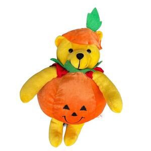 Vintage Halloween Pumpkin Bear Plush Costume y2k Stuffed Toy Bright RARE 95046